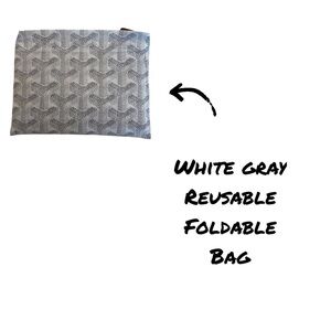 White Gray Reusable Foldable Tote